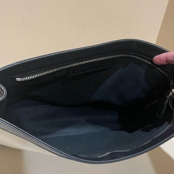 Balenciaga Large Canvas Logo Leather Trimmed Clutch - Picture 12 of 14